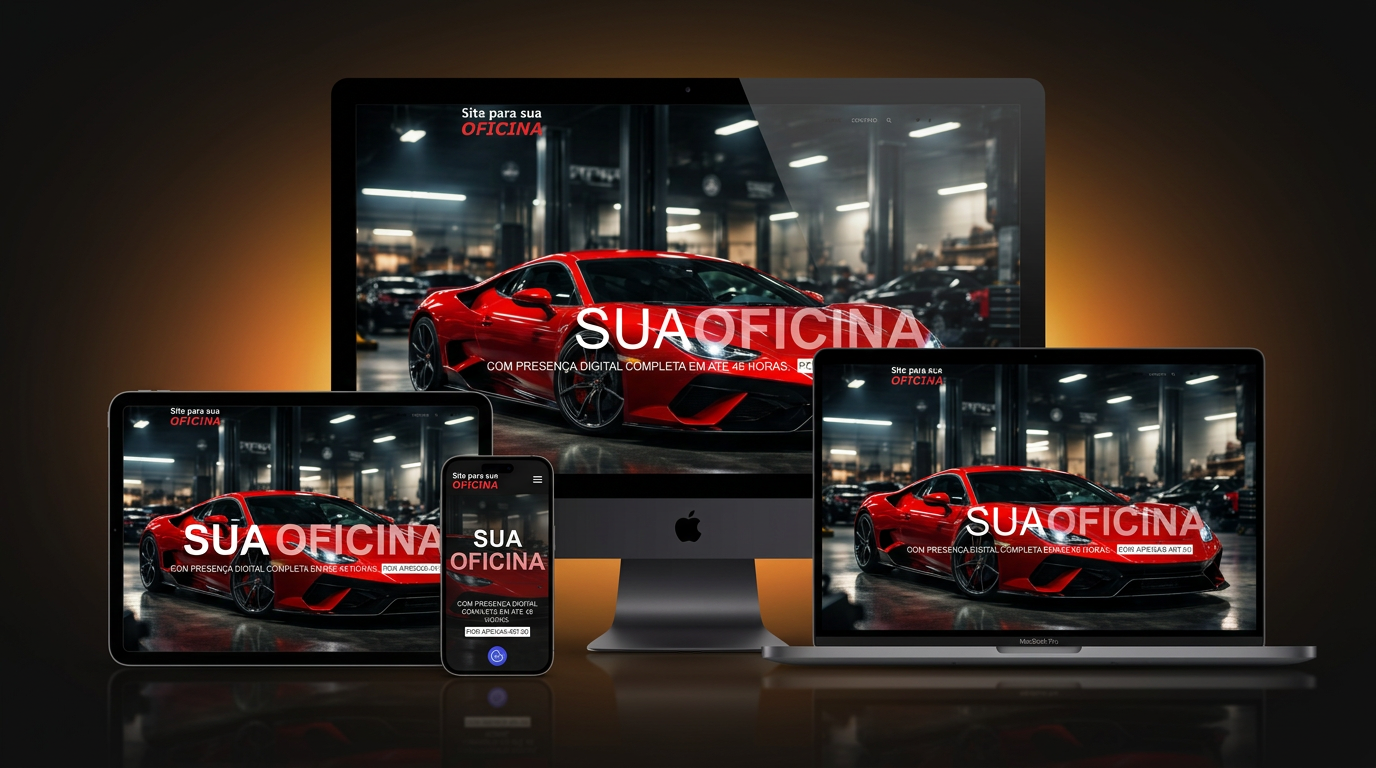 Site profissional para oficina mecânica em notebook e celular
